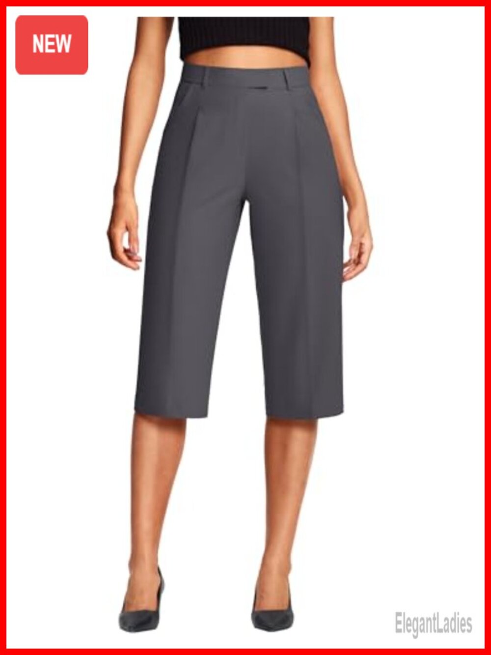 Women's Capri Pants 18" Inseam Zip Fly Pockets Straight Leg Business Casual
